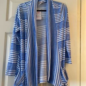 Pretty Young Thing Cardigan size L blue and white NWT